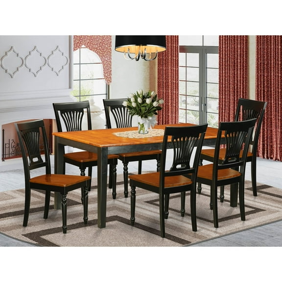 East West Furniture  Dining Set Consist of a Rectangle Dining Table with Butterfly Leaf and Dining Chairs (Finish Color Options) Black NIPL7-BCH-W