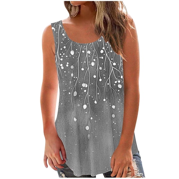 Cilsoka Womens Tank Tops Crewneck Loose Fit Basic Casual Summer Side Split Sleeveless Shirts, Tunic Tops for Women Loose Fit Dressy