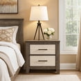 thumbnail image 7 of Benjara Yaz 25" Modern 2 Drawer NightStand- Bar Metal Handles- White & Gray, 7 of 7