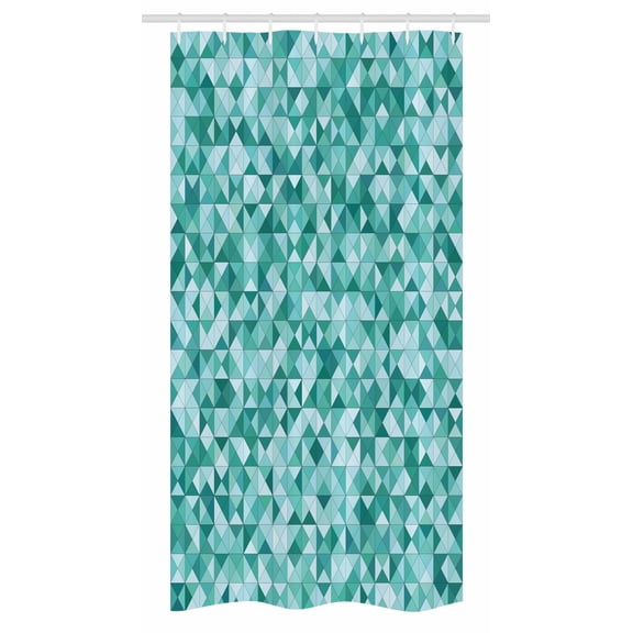 Teal Stall Shower Curtain, Triangle Mosaic with Polygon Shapes with Artistic Shadows Effect Illustration Print, Fabric Bathroom Set with Hooks, 36W X 72L Inches Long, Teal Green, by Ambesonne