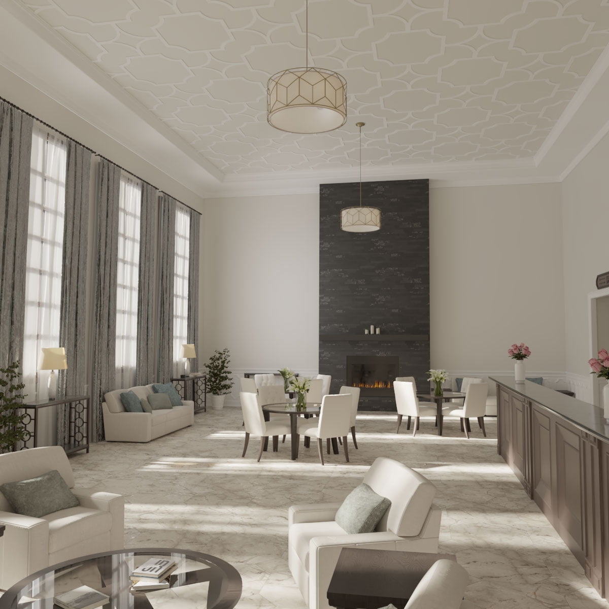 Ekena Millwork 83"W x 83"H x 3/8"T Large Anderson Decorative Fretwork Ceiling Panels in Architectural Grade PVC