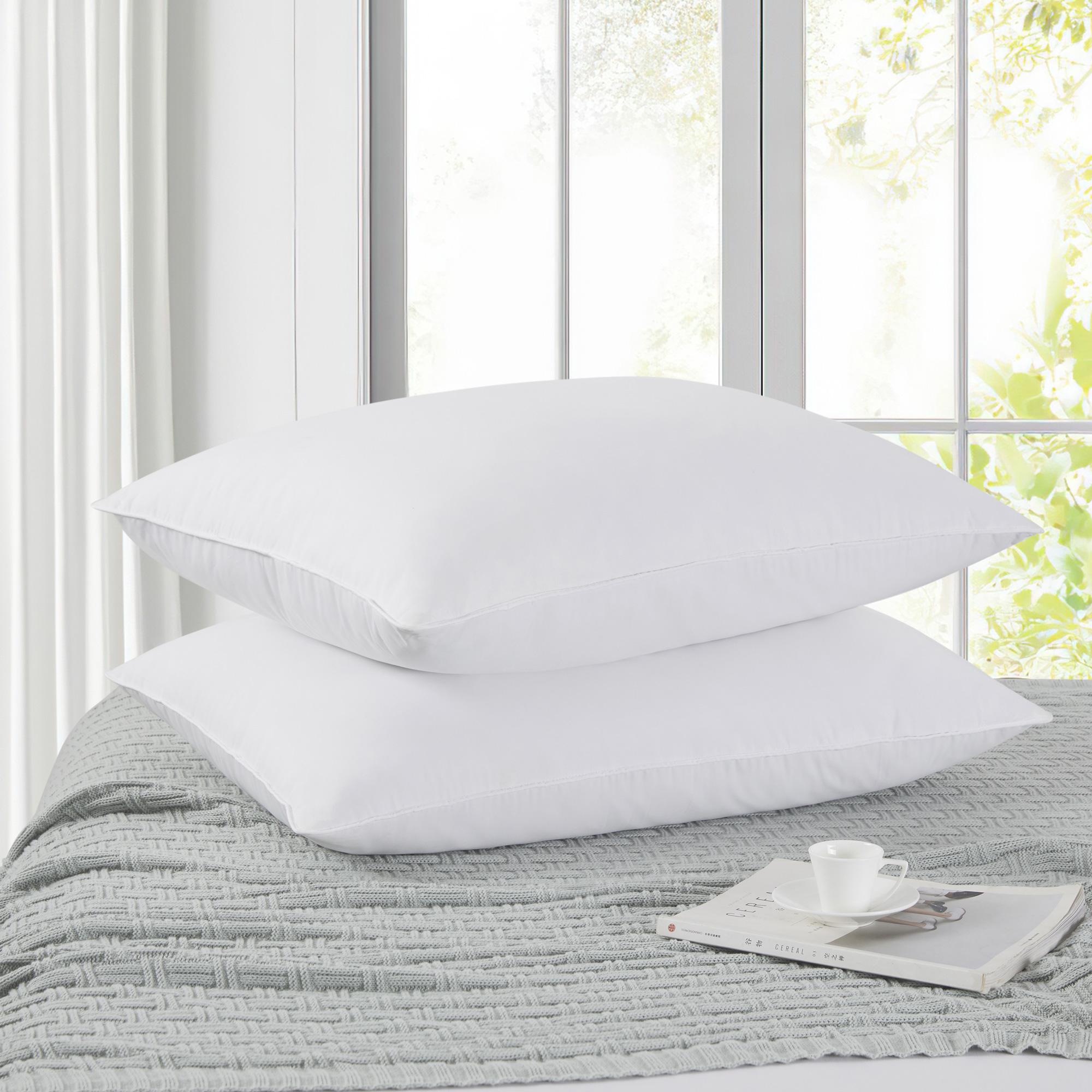 Peace Nest Goose Down Feather Gusseted Bed Pillows Set of 2, White