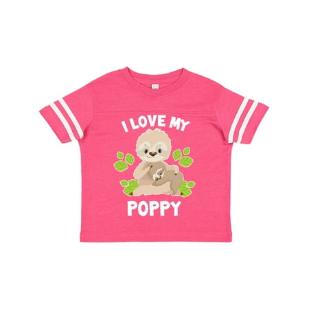 

Inktastic Cute Sloth I Love My Poppy with Green Leaves Gift Toddler Boy or Toddler Girl T-Shirt
