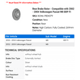 thumbnail image 2 of Rear Brake Rotor - Compatible with 2002 - 2004 Volkswagen Passat W8 BDP FI 2003, 2 of 2
