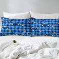 thumbnail image 3 of Erosebridal Cartoon Police Cat Comforter Cover, Blue Buffalo Grid Bedding, Transportation Sign Decor, Reversible 2pcs (No Comforter), 3 of 7