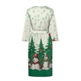 thumbnail image 4 of Yuyamidu Snowman Long Bathrobe for Women Christmas Robe Sleepwear Xmas Tree V-Neck Spa Robes Size 2XL Sexy Mid-Length Kimono Robes Trendy 3/4 Sleeves Night Dress, 4 of 7