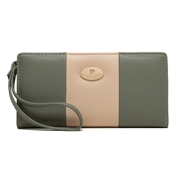 Bolso de mano de PU de longitud media con cremallera y múltiples ranuras con clip para billetes para mujer