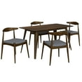 thumbnail image 5 of Harper & Bright Designs Minimalist Wood Dining Set for 4, 5 Pieces Rectangular Small Space Table Set with 4 Upholstered Chairs for Kitchen, Charcoal,Walnut, 5 of 20
