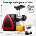 thumbnail image 3 of Cold Press Juicer, Aobosi Juicer Machine,Slow Masticating Juicers Machines with Reverse Function, Quiet Motor, High Juice Yield with Juice Jug & Brush for Cleaning (Red), 3 of 8