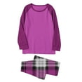 thumbnail image 6 of Mens 2 Piece Pajamas Set Comfy Loungewear Pjs Sleepwear Long Sleeve Crew Neck Top and Wide Leg Bottom Plaid Pants (L, Hot Pink A), 6 of 7