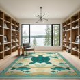 thumbnail image 2 of ODIKA 9'x12' Washable Area Rug Non-Shedding, Easy Care Turtle Beachy Ocean Entry Themed Teal Bathroom Long Nautical Flowing Dynamic for Master Suite, California King, Under Bed, 2 of 7