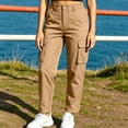 thumbnail image 4 of Dagugfen Cargo Pants for Women Straight Slim Leg Elastic Waist Outdoor Activewear Hiking Camping Pants with Multi Pockets(XXL,Khaki), 4 of 5