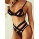thumbnail image 5 of Sexy Hollow Strappy Lingerie Set, See Through Plunge Bra & Criss Cross Panties, Women's Sexy Lingerie & Underwear, 5 of 5