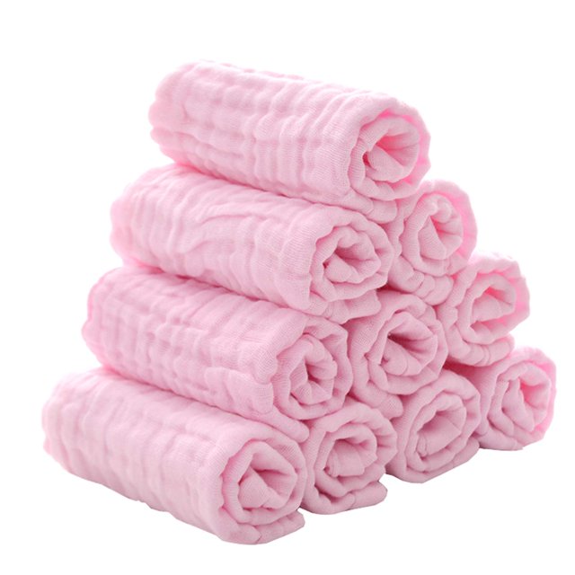 Toallitas para bebé - Toallitas de algodón natural para bebé - Toalla suave para recién nacido para piel sensible - Registro de bebé como ducha, paquete de 10 12" x 12" por (rosa) JAMW Sencillez