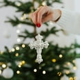 thumbnail image 5 of JVBTVB White Glitter Irregular Shaped Christmas Tree Ornament, Elegant Hanging Decoration with Sparkle, Butterfly Bow Cross Designs, 5 of 6