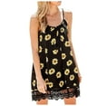 thumbnail image 2 of SDJMa Women Summer Casual T Shirt Dresses Women's Fashion Casual Sunflower Print Lace Splicing Sling Sleeveless Dress, 2 of 7