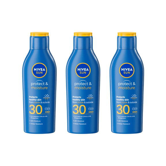 Nivea Sun Protect & Moisture Sun Cream Lotion SPF30 200ml / 6.8 fl.oz - 3 Pack