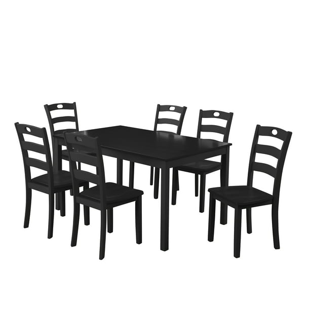Clearance Dining Table Set With 6 Chairs 7 Piece Wooden Kitchen Table Set Rectangular Dining Table Set Small Space Breakfast Furniture For Dining Room Restaurant Coffee Shop Black W5965 Walmart Com Walmart Com