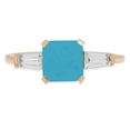 thumbnail image 7 of Three-Stone Engagement Ring for Women - 1.62ct Simulated Turquoise in 14K Yellow Gold Promise Ring, 7 of 7