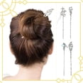 thumbnail image 6 of 1 Box 4Pcs 4 Styles Moon Hair Pin Stick Chinese Hanfu Hair Sticks Silver Star Butterfly Heart Alloy Resin Asian Vintage Metal Tibetan Chopsticks DIY, 6 of 7