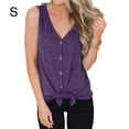 thumbnail image 1 of Chaleco con cuello en V sin mangas con lazo delantero camiseta mujer verano botón superior, púrpura, S Inevent AP002390-13, 1 of 7