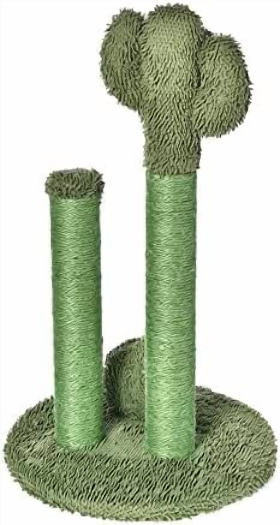 Basics Sisal Cat Scratching Post, Indoor Cactus Triple Posts for Cats & Kittens with Dangling Ball, Small, 22.4"H, Green