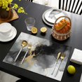 thumbnail image 4 of Gray Black Gold Marble Pattern Summer Placemats Table Placemats Set Of 4-Linen Kitchen Washable Placemats Table Mats 11.8"x17.7" Non-Slip Heat Resistant, 4 of 6