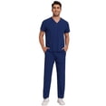 thumbnail image 2 of Niaahinn Scrubs for Men Set – V-Neck Top & Straight Leg Pants Stretch Nursing Uniform Set with Adjustable Waistband and Multiple Pockets, 10 Colors, 2 of 5
