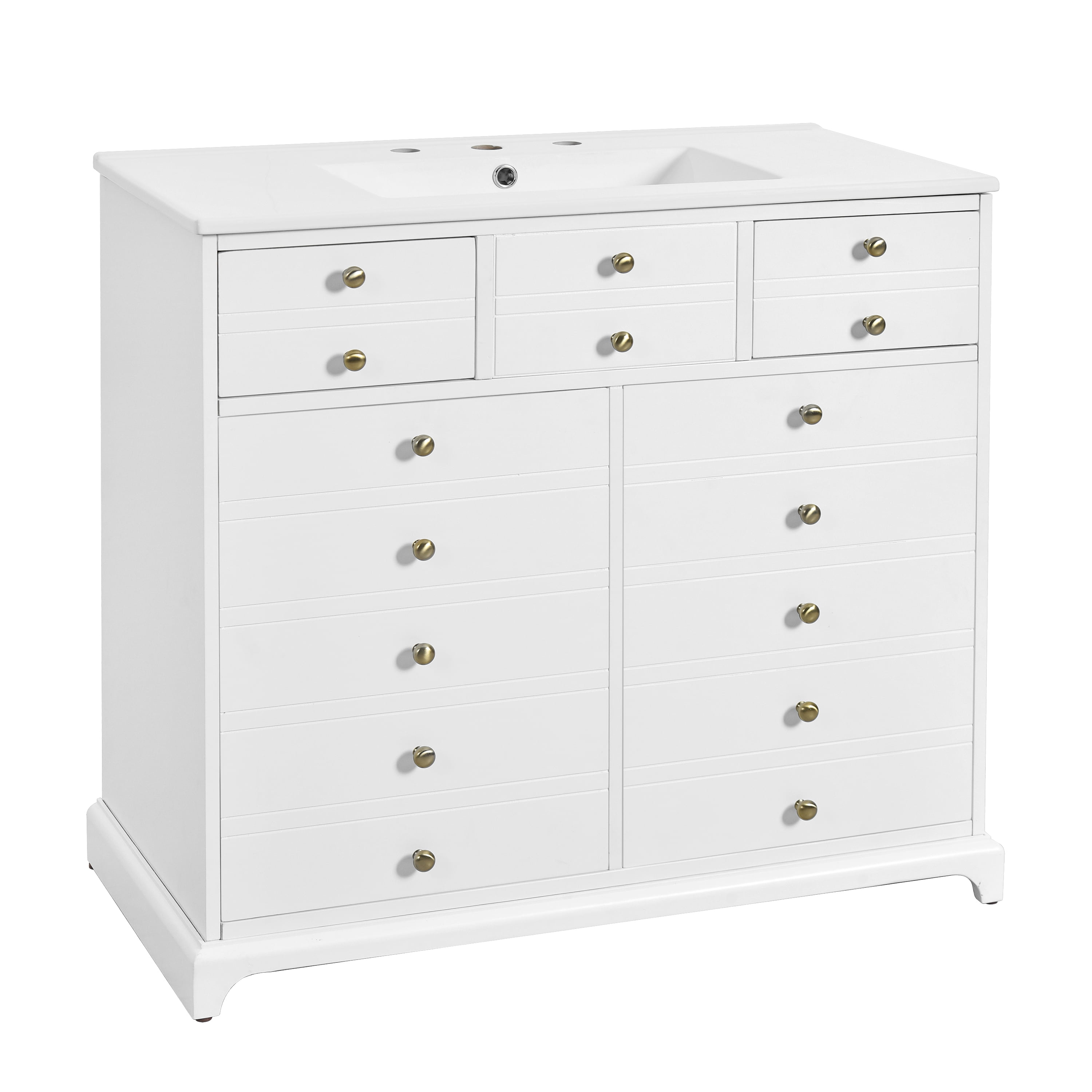 Harper & Bright Designs 36" Bathroom Vanity with Sink, Bathroom Storage Cabinet with Drawers, Single Sink Bathroom Vanity with Soft Closing Doors, White