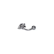 Womens Silver-tone Stainless Steel Belly Button Piercing Cubic Zirconia Stones