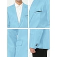 thumbnail image 3 of INSPIRE CHIC Men's Blazer One Button Notched Lapel Chest Pocket Front Flap Blazer 2XL Light Blue, 3 of 6