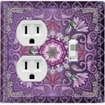 thumbnail image 1 of Metal Light Switch Plate Cover Elegant Purple Mandala Flower Tile Pattern TIL065, 1 of 13