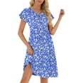 thumbnail image 3 of Fantaslook Women Summer Dresses V Neck Ruffle Sleeve Casual Flowy Sundresses Button Floral Midi Dress with Pockets, 3 of 9