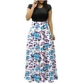 thumbnail image 2 of SMihono Robe d'Été pour Femmes Grande Taille Mode Femmes Été Imprimé Décontracté Col Rond Manches Courtes Longue Robe, 2 of 4