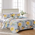 thumbnail image 2 of Global Trends Wildflower Dream Modern Floral 100% Cotton Reversible Quilt Set, Gray, 2-Piece Twin/XL, 2 of 5