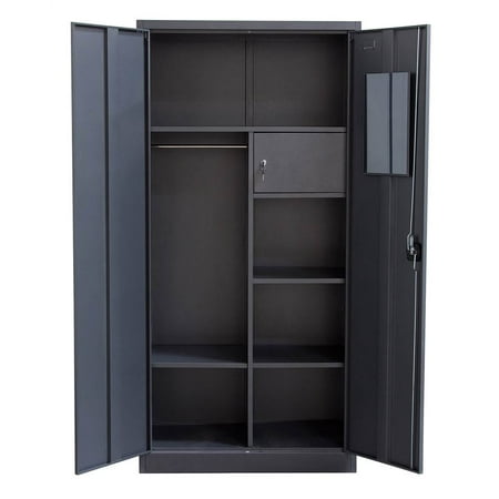 Two Door Metal Closet In Dark Gray Finish Walmart Com