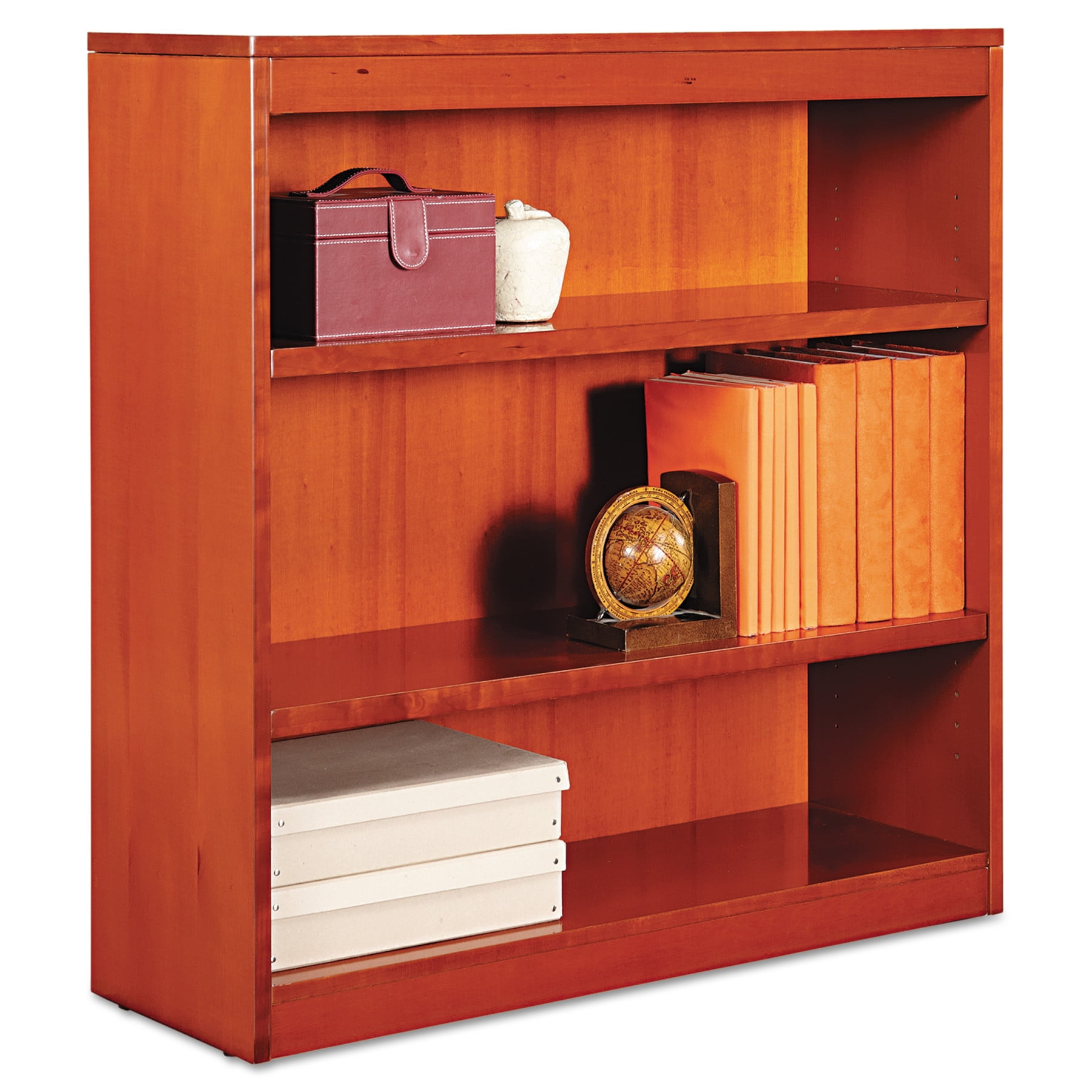 Alera Square Corner Wood Bookcase Three Shelf 35 5 8 X 11 3 4 X 36 Medium Cherry Walmart Com Walmart Com
