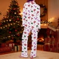 thumbnail image 5 of Christmas Pajamas for Women Holiday Party Christmas Printed Two Piece Pajama Sets Loose Fitting Turndown Collar Long Sleeve Shirts and Long Pajama Pants, 5 of 7