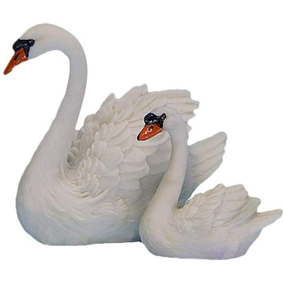 2-Piece Miniature Fairy Tale Garden Mother And Child Swan Access
