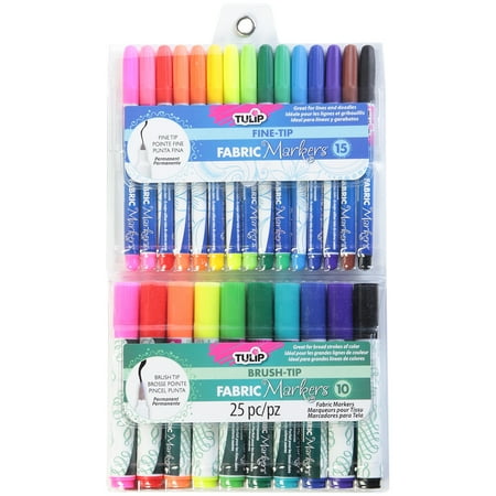 tulip pkg assorted markers fabric brush tip fine