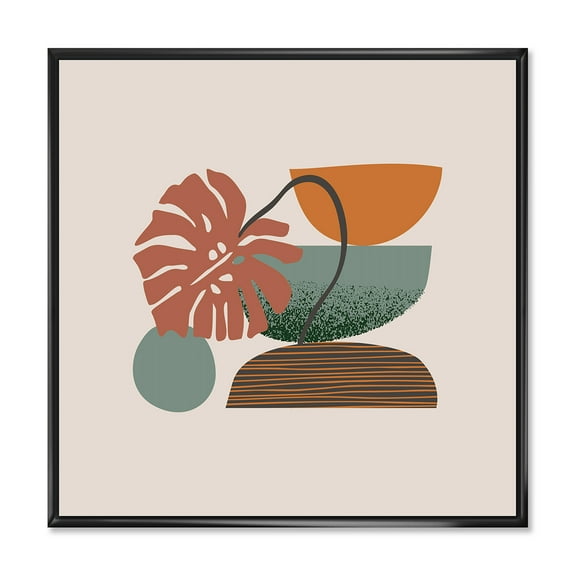 Designart 'Abstract Colorful Geometric Art Collage III' Modern Framed Canvas Wall Art Print