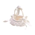 thumbnail image 1 of Cesta de flores para boda, cesta de encaje moderna con asa, cesta para niña de las flores para boda Mango de rosa de encaje, 1 of 9