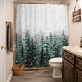 thumbnail image 3 of Green Christmas Shower Curtain - Water Repellent Fabric Shower Curtains Washable, Winter Xmas Trees Snowflakes Rustic Decorative Polyester Cloth Bathroom Curtains Modern Bath Decor 72"x72", 3 of 8