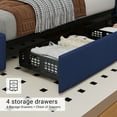 thumbnail image 3 of Eastvita Full/Queen/King Size Bed Frame with 4 Storage Drawers and Headboard, Linen Upholstered Platform Bed Frame, Diamond Stitched Button Tufted, Easy Assemble, Noise-Free, No Box Spring Needed, 3 of 7