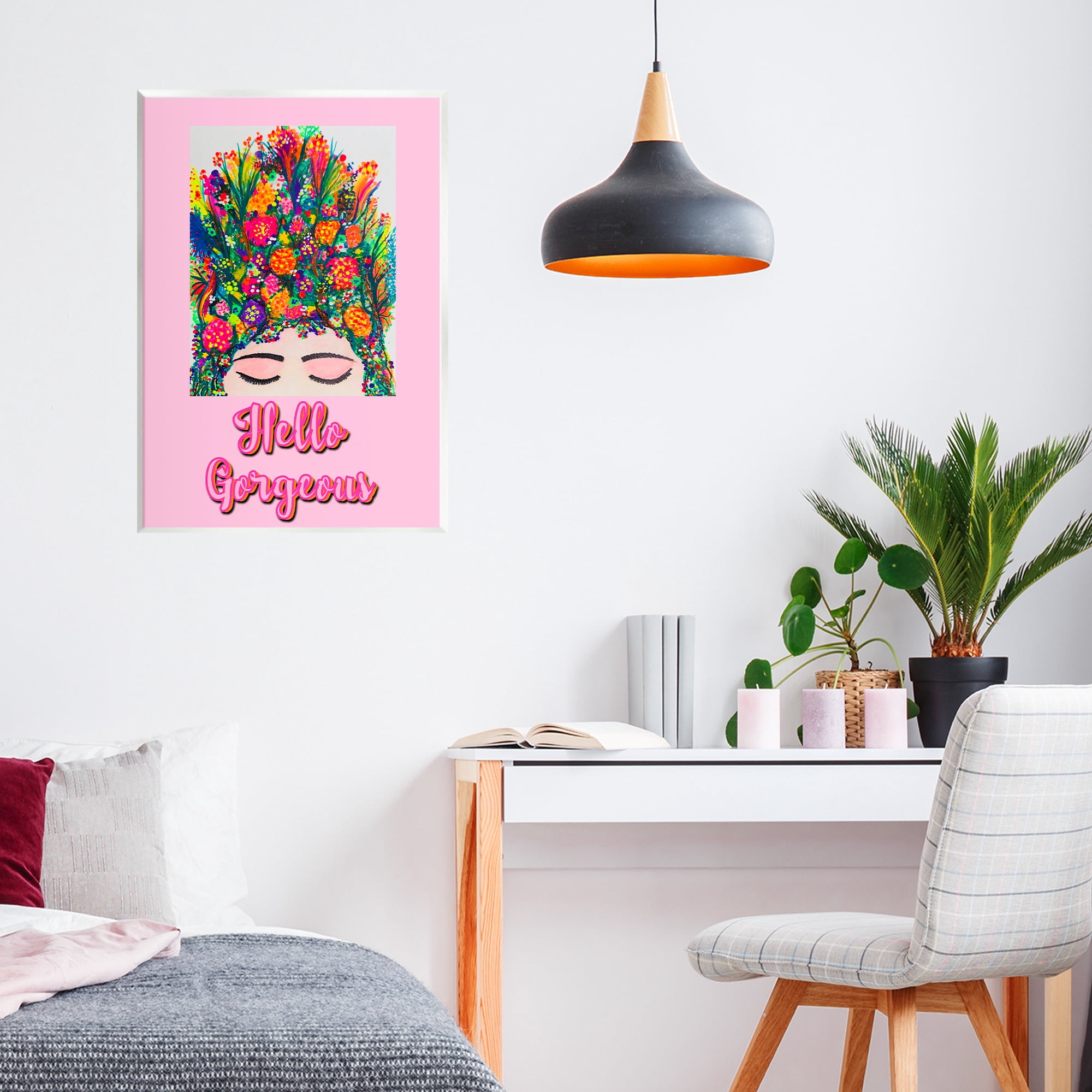 Stupell Industries Hello Gorgeous Floral Woman Wall Plaque Art, design by Pooja Dave