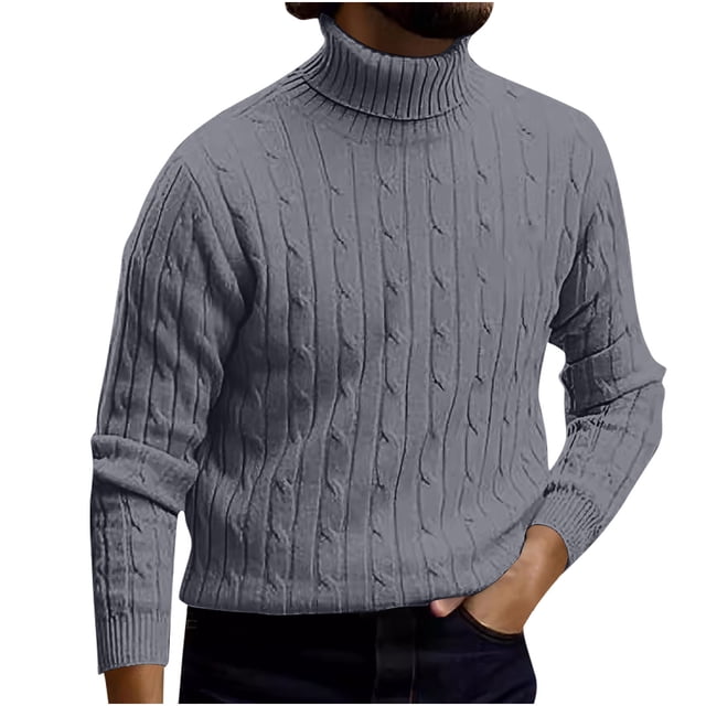 Styesk Chemises pour Hommes Tricot Léger Chandail Surdimensionné Extensible Manches Longues Chemises Coupe Ajustée Col Roulé Chemise Décontractée Confortable Douce Chandail à Enfiler sous-Vêtements