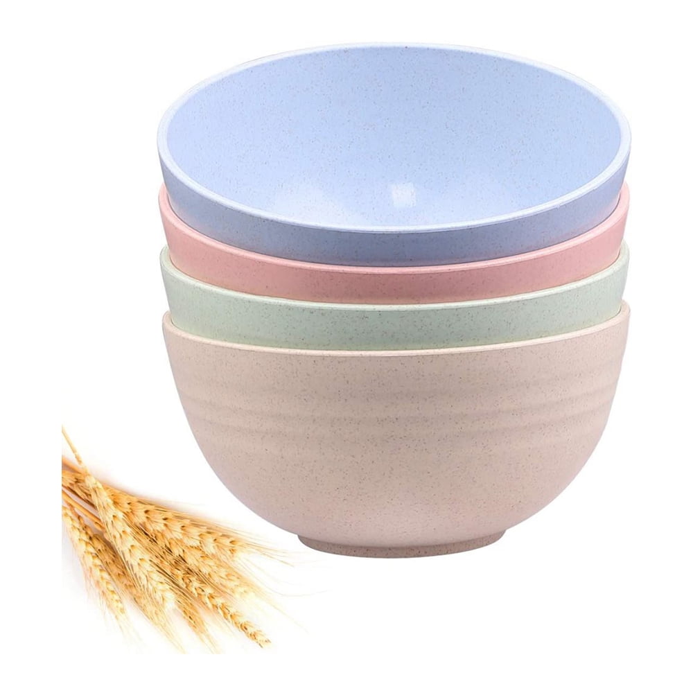 Eco-Friendly-for Children Rice Soup Bowls Wheat Straw Fiber Lightweight Degradable Bowl Sets Dishwasher & Microwave Safe DreamJ 4Pcs Unbreakable Large Cereal Bowls