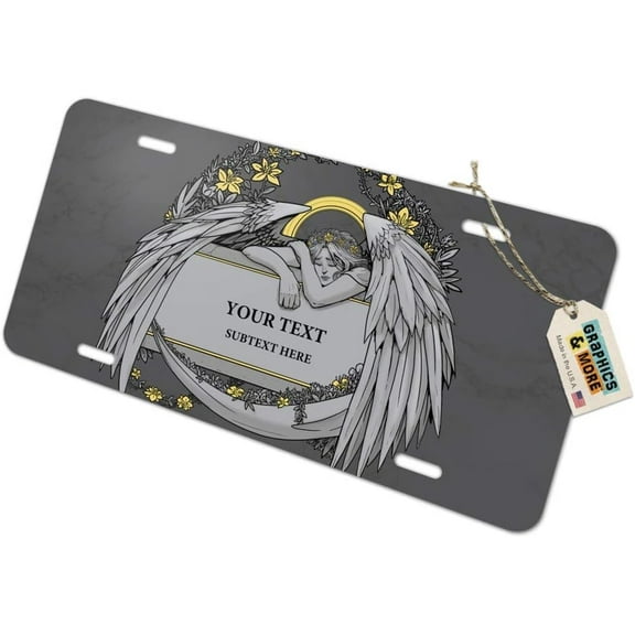 GRAPHICS & MORE Stone Angel Memorial 2 Lines Personalized Custom Novelty Metal Vanity Tag License Plate