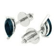 thumbnail image 2 of 1 ct Push-Back Stud Earrings for Women | 8x4mm Marquise Cut Natural London Blue Topaz | 18K White Gold, 2 of 5