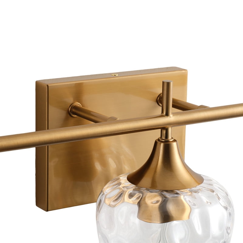 3-Light Gold Vanity Light, 20.87 Inch Bathroom Light Fixture with Hammered Glass Shadesm Modern Wall Sconce for Vanity, Powder Room & Bedroom